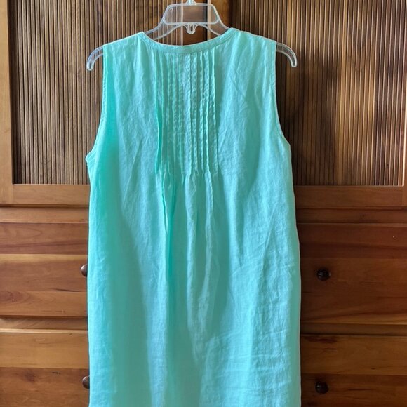 Seafoam Green Vineyard Vines Classic Linen Shift Dress, L - Picture 3 of 7